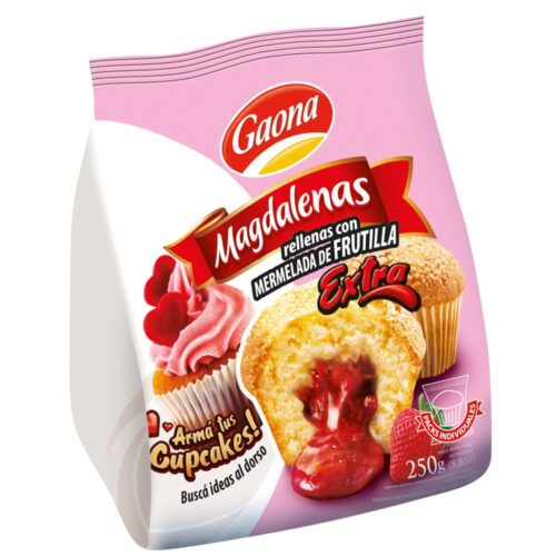 MAGDALENAS RELLENAS FRUTILLA X 250 GR GAONA